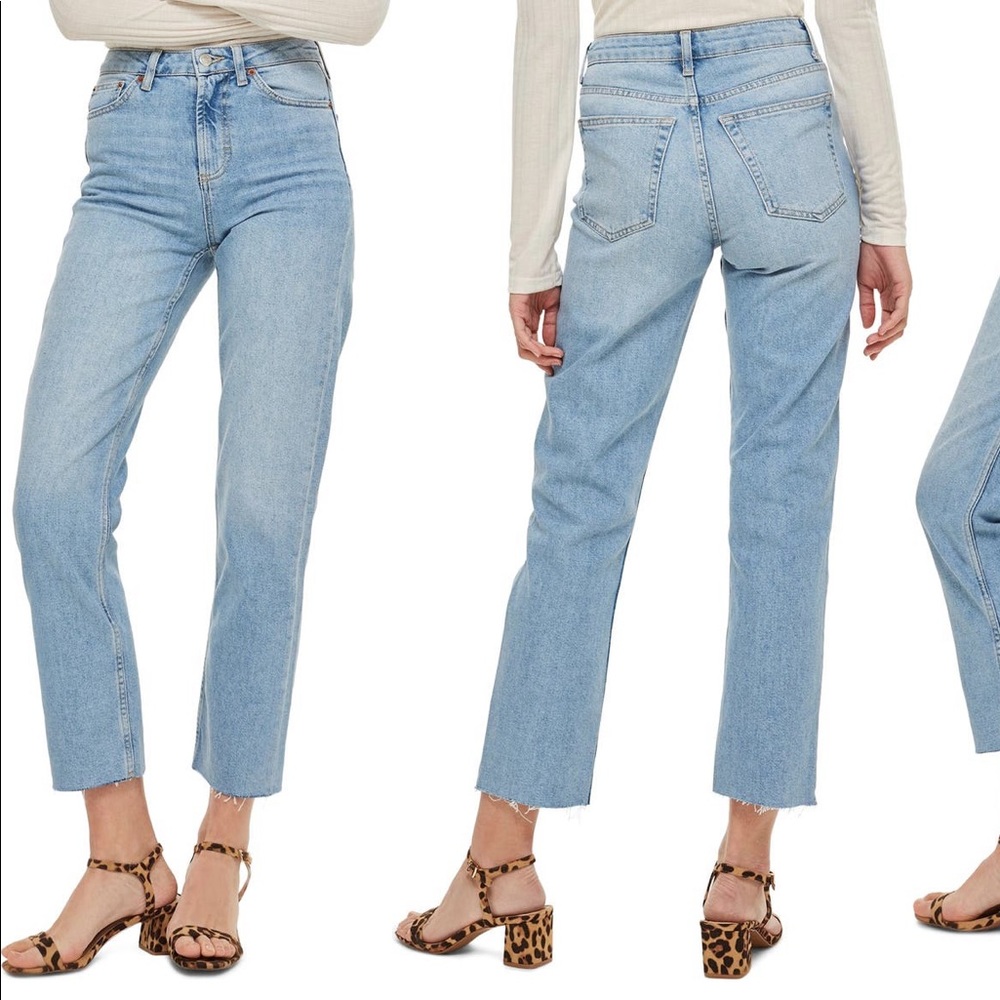 Topshop Raw Hem Straight Leg Jeans